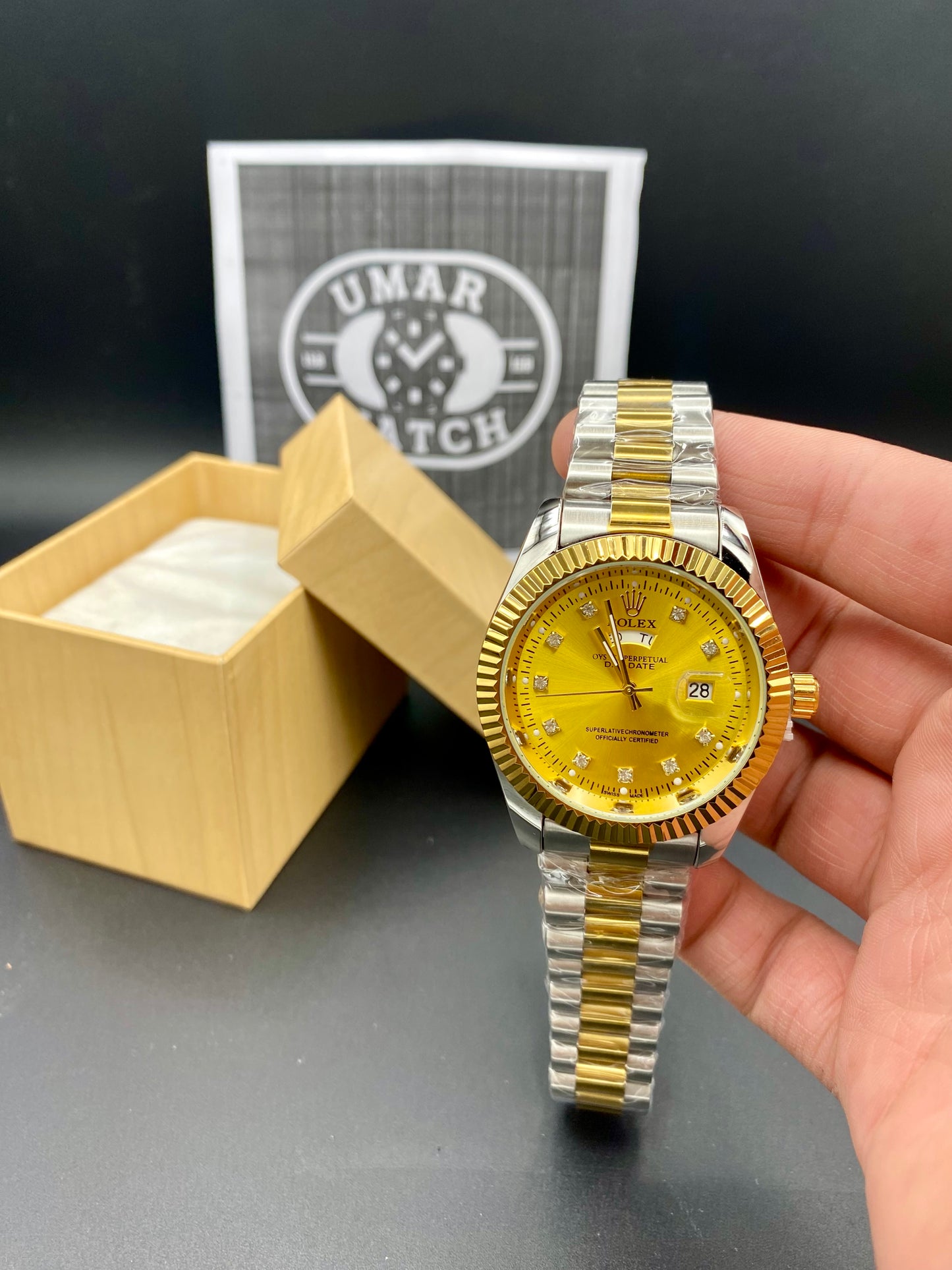 Premium Two-Tone Stainless Steel Quartz Day-Date Watch for Men