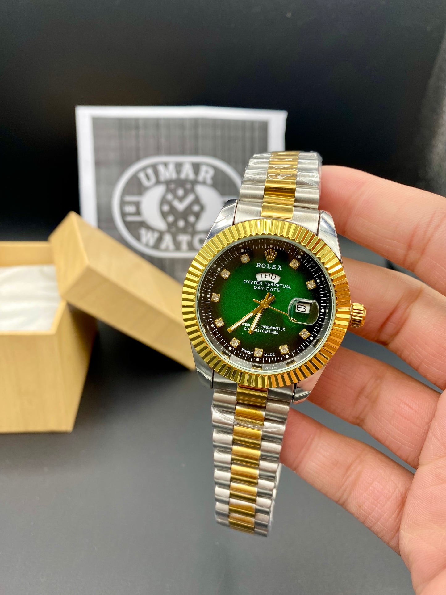 Premium Two-Tone Stainless Steel Quartz Day-Date Watch for Men